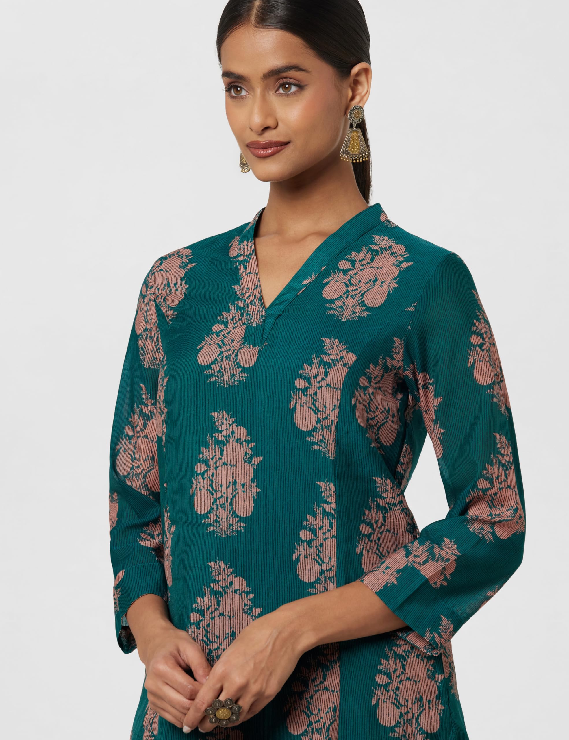 Biba Women Polyester Printed A_Line Salwar Kurta Dupatta(Skdassorted6852E_Green_32) 2