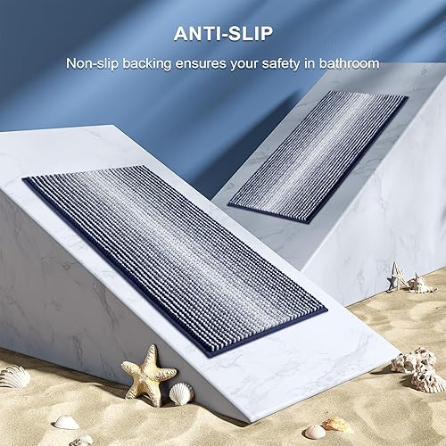 Miniatura 5 de BSICPRO - Juego de alfombras y tapetes de baño, 2 piezas de felpilla gruesa y absorbente, antideslizante, suave y peluda, lavable en lavadora (24 x