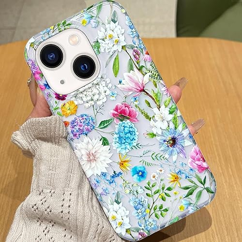 Miniatura 6 de J.west Funda para iPhone 15 de 6.1 pulgadas, suave, delgada, esmerilada, transparente, con diseño de flores, bonita funda protectora de silicona