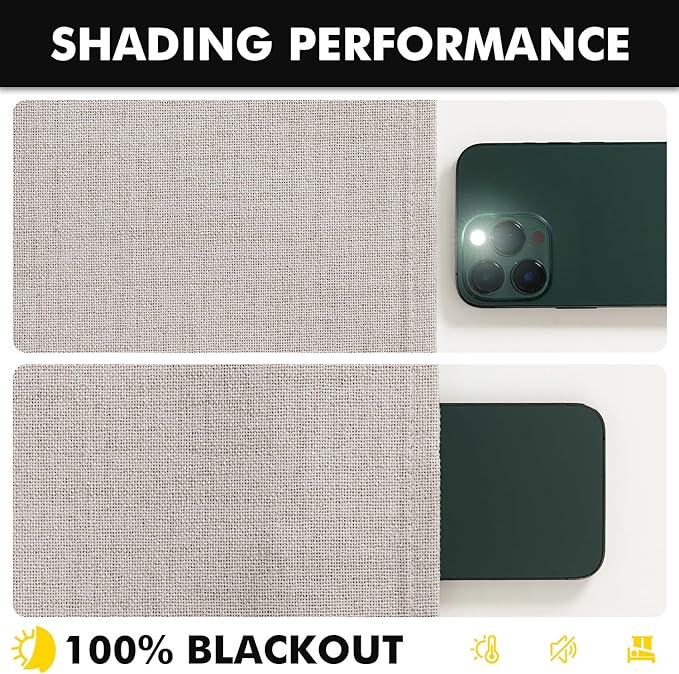 Cortinas Blackout 100% Lino MIULEE, Marfil, 42 x 84 Pulgadas, 2 Paneles miniatura 7