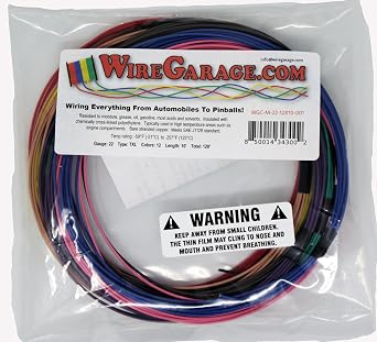 High Temp TXL Cross-Link XLPE Stranded Wire, 22 AWG, GA, Gauge, SAE J1128, Automotive, Motorcycle, Electrical, 10 Each of 12 Solid Colors 120 Total