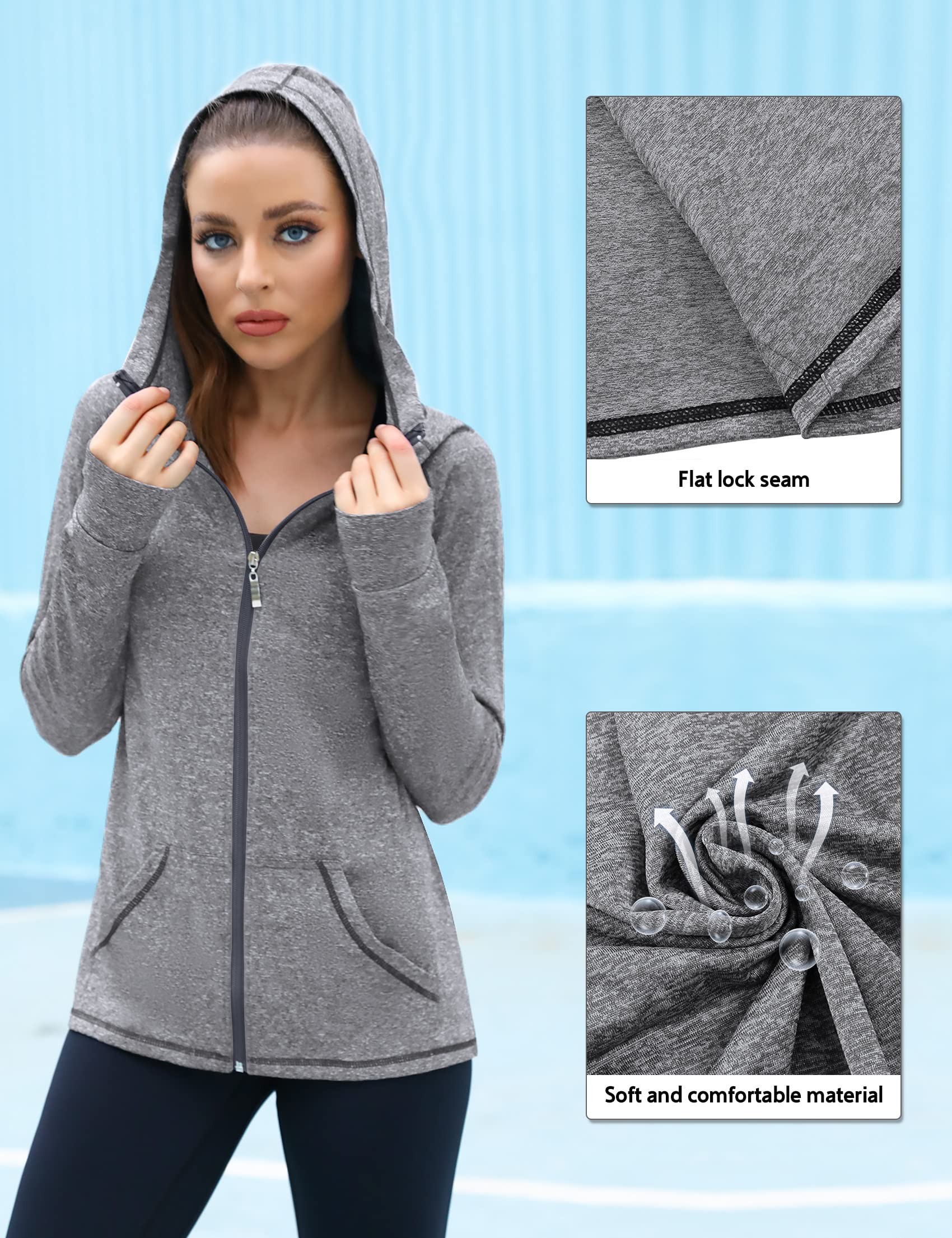 Sykooria Damen Laufjacke Voll Reißverschluss Sportjacke sudadera bebe Mujer - 3