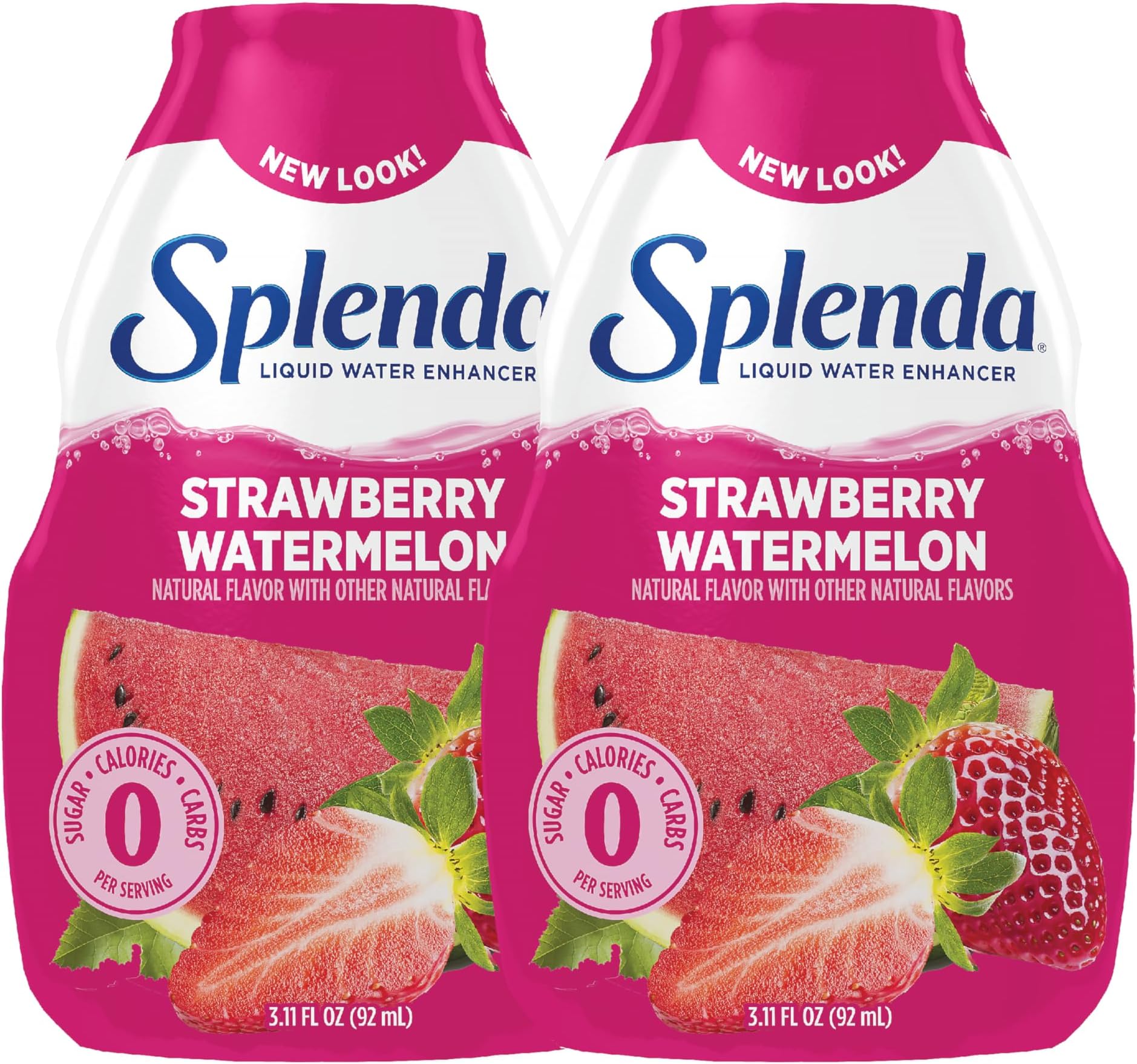 SPLENDA Liquid Water Enhancer Drops, Sugar Free, Zero Calorie, Natural Flavor, Concentrated Drink Mix, 3.11 Fl Oz Each Bottle (Strawberry Watermelon, 2 Pack)