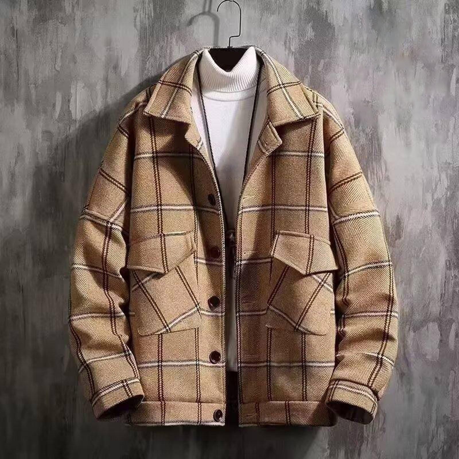 Camicia da lavoro da uomo, a maniche lunghe, camicia da boscaiolo, camicia a quadri, vintage, camicia a maniche lunghe, Y2K, Hip Hop, giacca in pile, per attività all'aria aperta