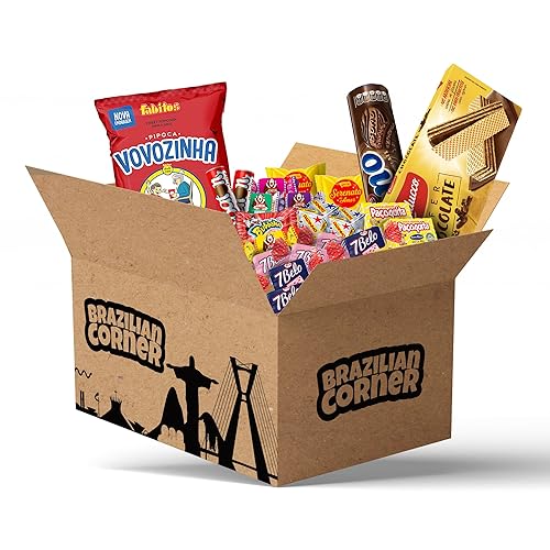 BRAZILIAN CORNER Caja variada de dulces  Cajas de aperitivos mixtos de galletas, dulces y chocolates  Golosinas brasileñas para adultos, niños y
