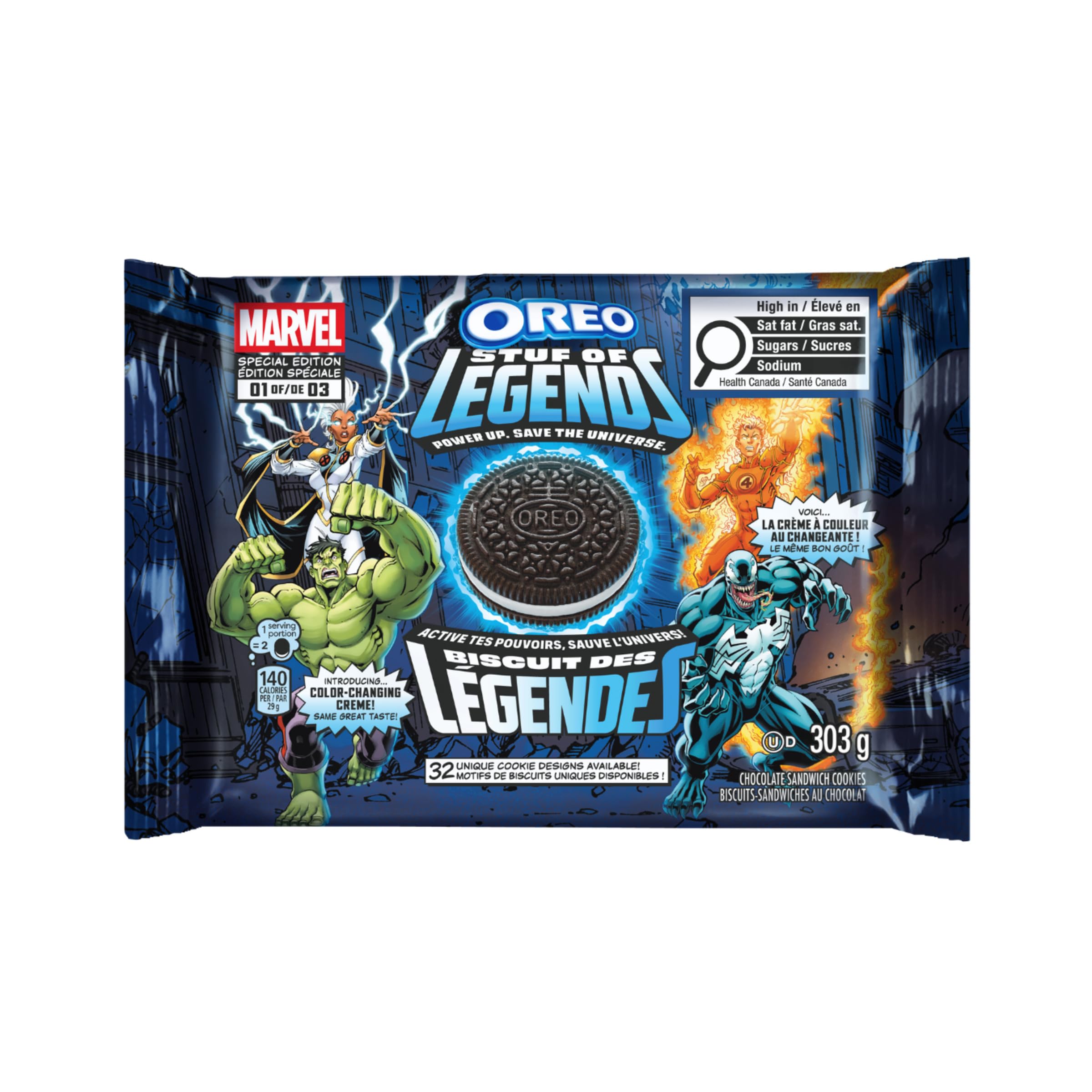 Marvel Oreo Stuf of Legends cookies, Limited Edition Colour Changing Creme, 303g