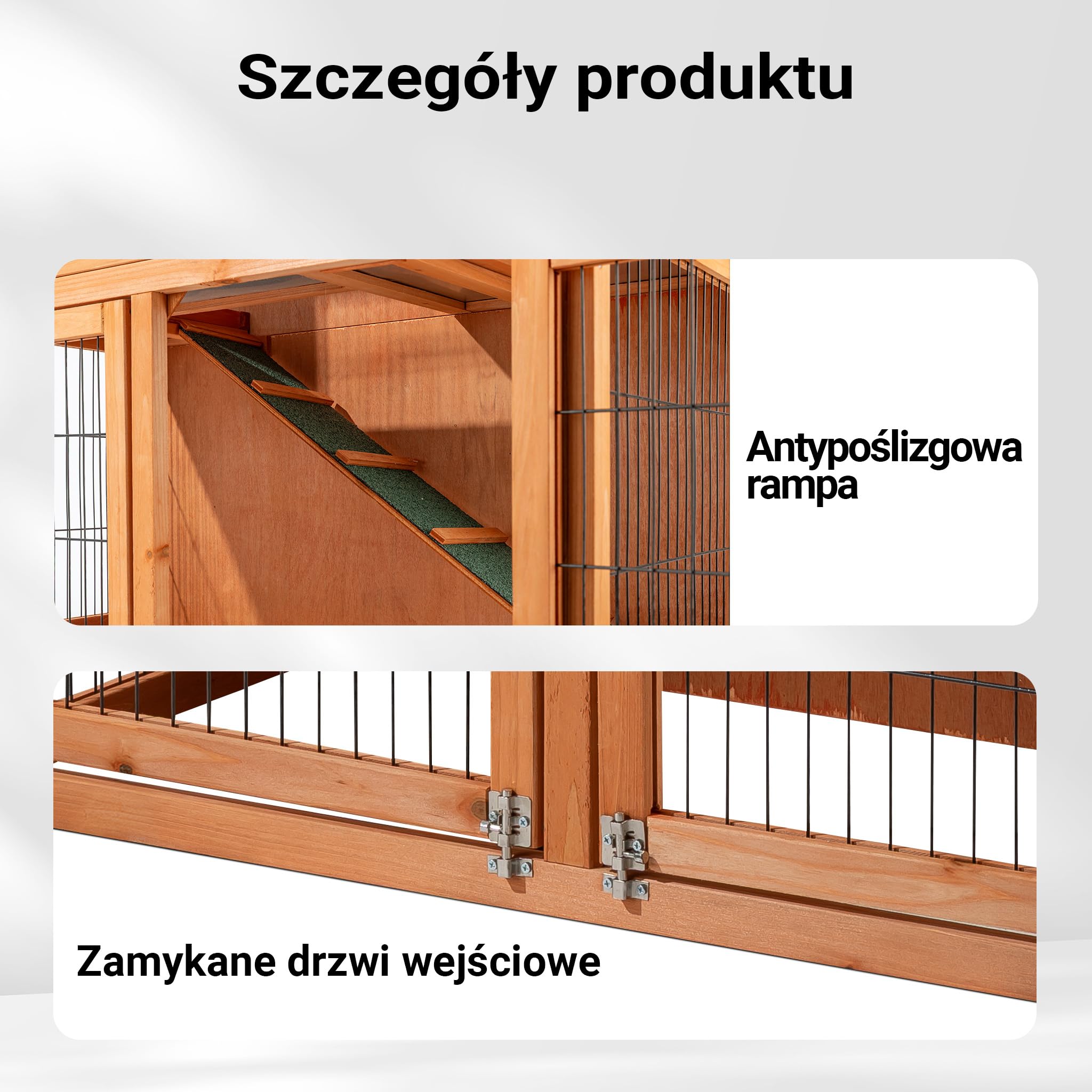 Wiltec 2-poziomowy domek dla gryzoni 871 x 547 x 1000 mm, dwupoziomowa klatka dla królików wykonana z drewna świerkowego, z dachem bitumicznym i wanienką na odchody, wybieg dla małych zwierząt