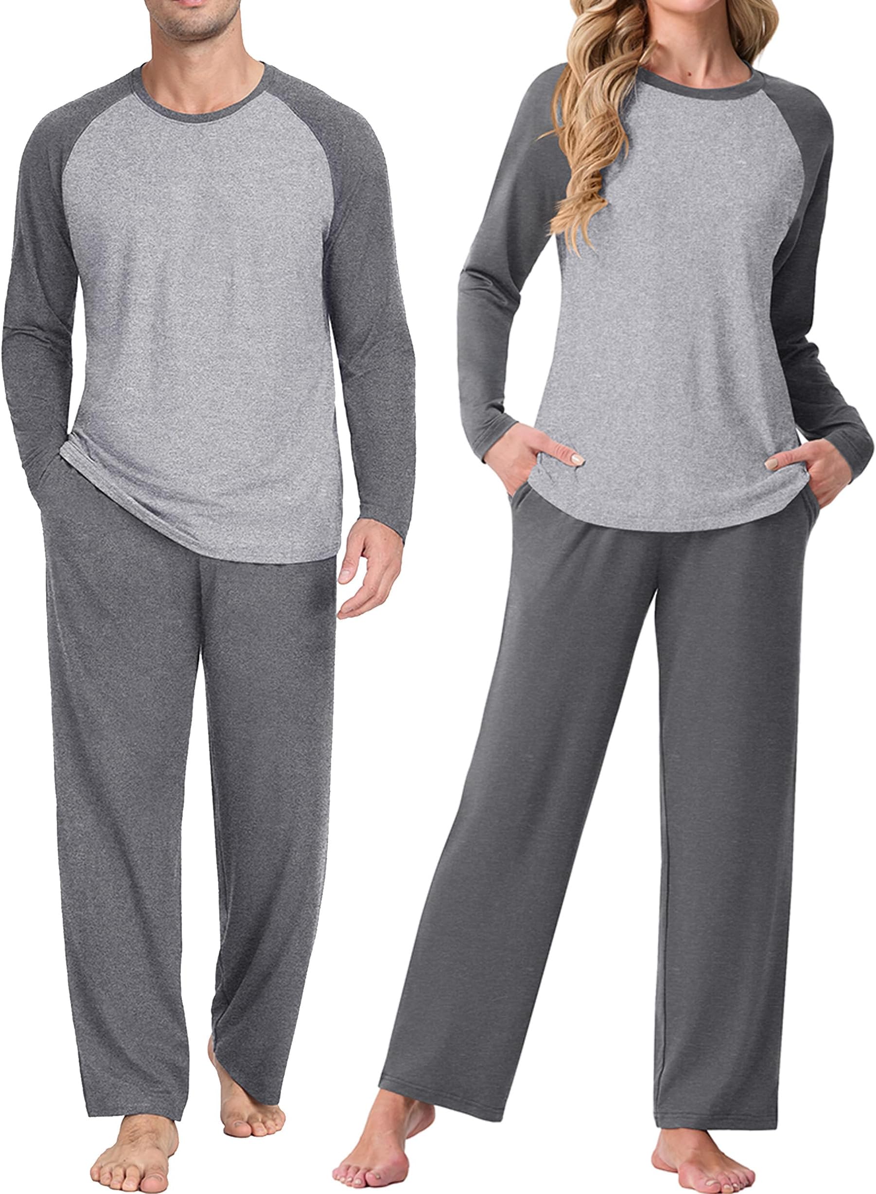 Men's Pajama Sets Loungewear Sleepwear Pjs Lightweight Long Sleeve Shirts and Bottoms Soft Comfy Sleep Sets S-4XL