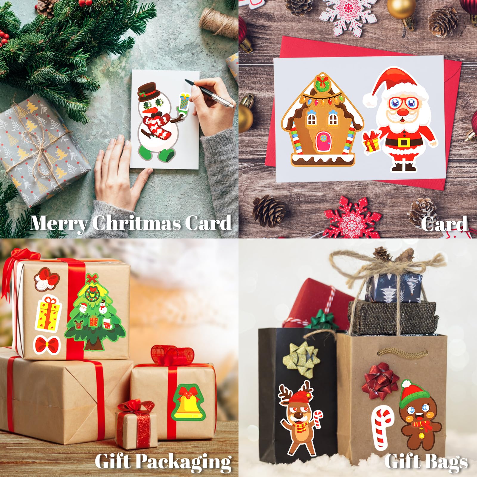 24 Sheets Christmas Face Stickers - DIY Santa & Snowman Craft Kit For Party Favors & Stocking Stuffers