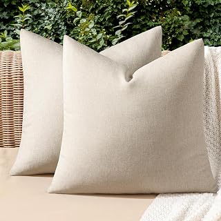MIULEE Pack of 2 Decorative Outdoor Solid Waterproof Throw Pillow Covers...