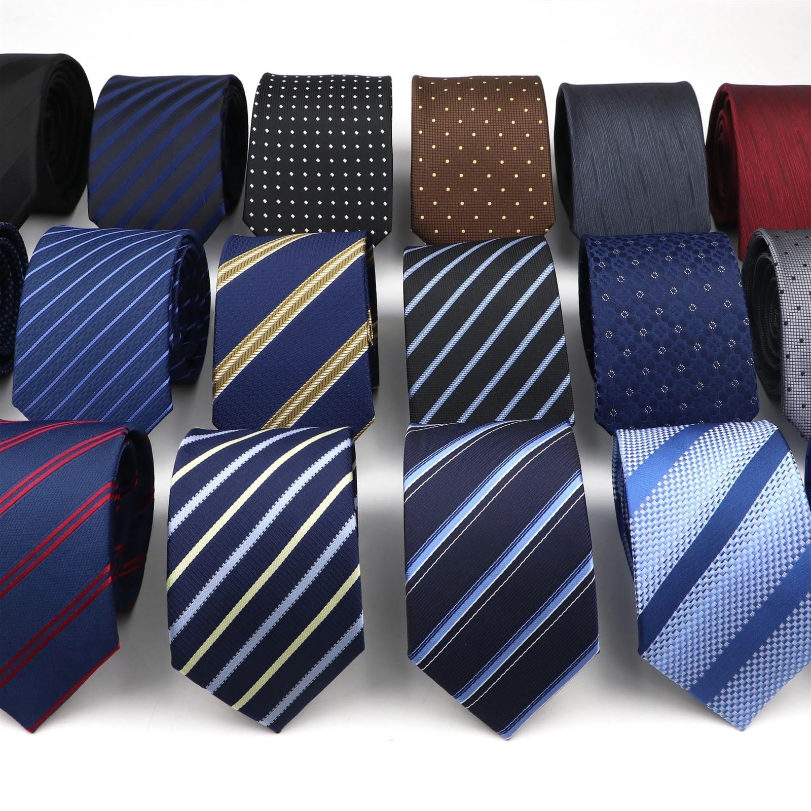 Cravatte per Uomo Cravatte Classiche a Righe con Pois for Uomo, in Jacquard, 7 cm, in Poliestere, Strette e Sottili, for Matrimonio, Sposo, Business, Abito, Camicia, Regalo(31)