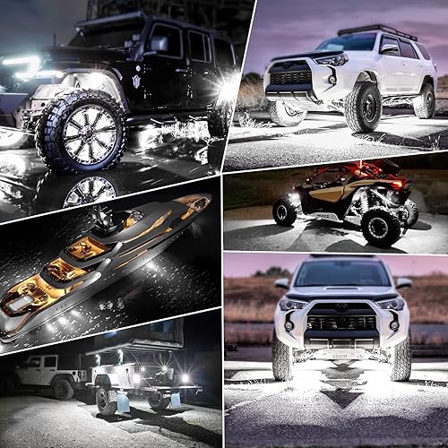 Miniatura 7 de Luces de roca blancas, 8 cápsulas de luces de roca para camiones, jeep, cuatrimoto, UTV RZR, luces subterráneas