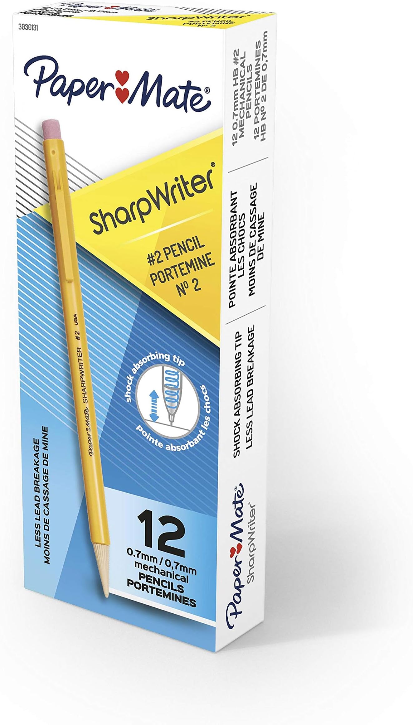 Paper Mate SharpWriter Mechanical Pencils, 0.7mm, HB #2, Yellow, 12 Count