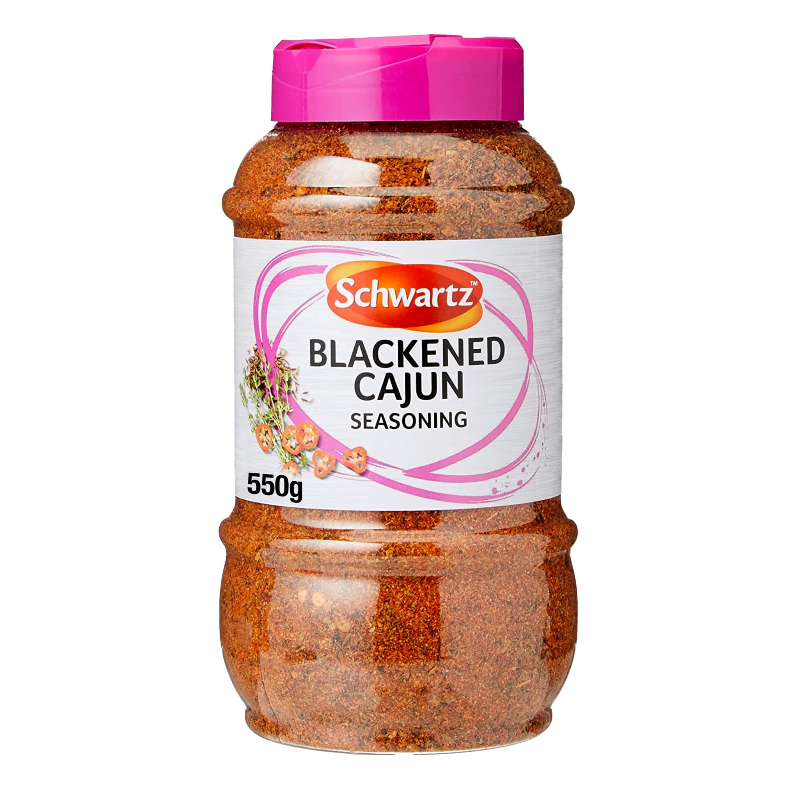 Schwartz Blackened Cajun Seasoning, Expertly Blended with Chilli Powder, Herbs and Spices, Smoky and Peppery Flavour, Versatile Ingredient, 550g