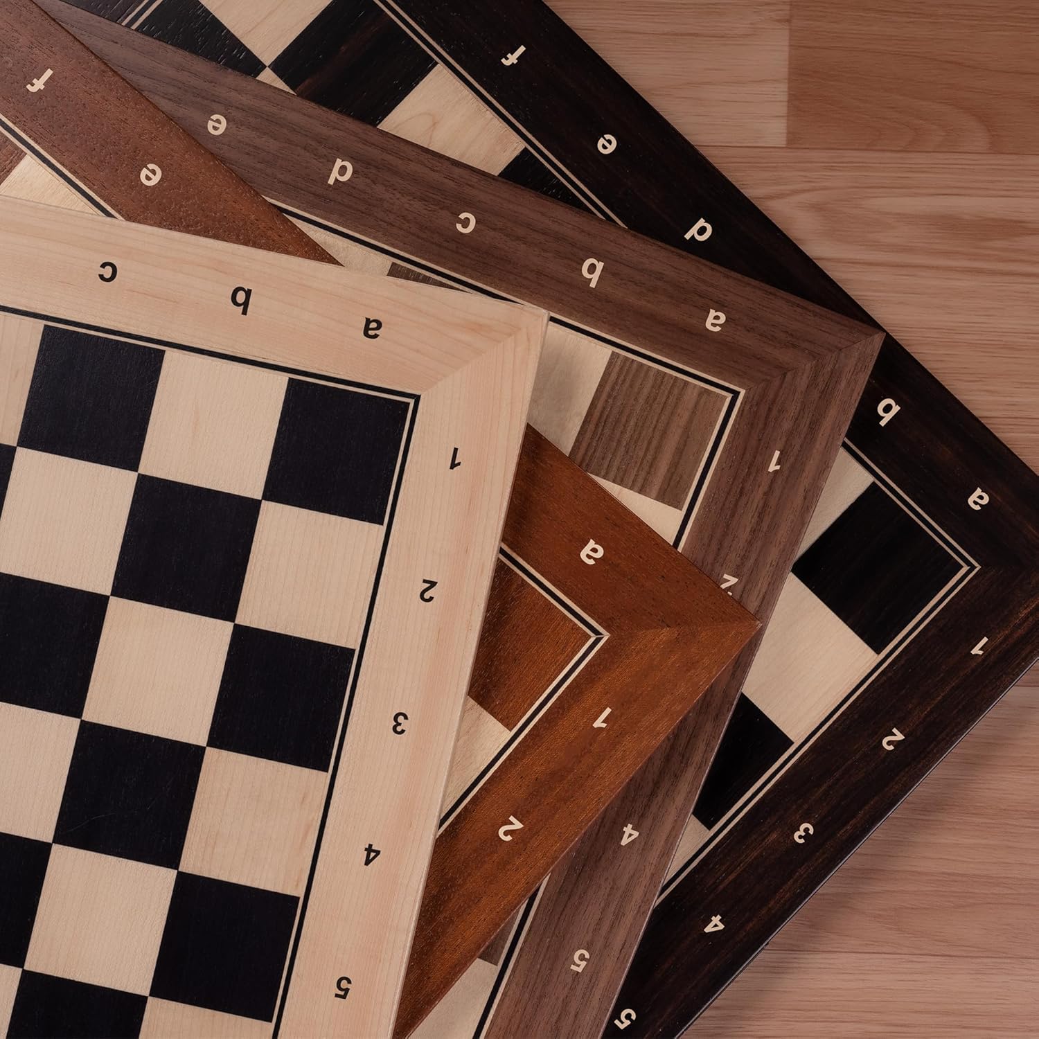 A&A 21.25" Professional Wooden Tournament Chess Board/Mahogany & Maple Inlaid / 2.25" Squares w/Notation