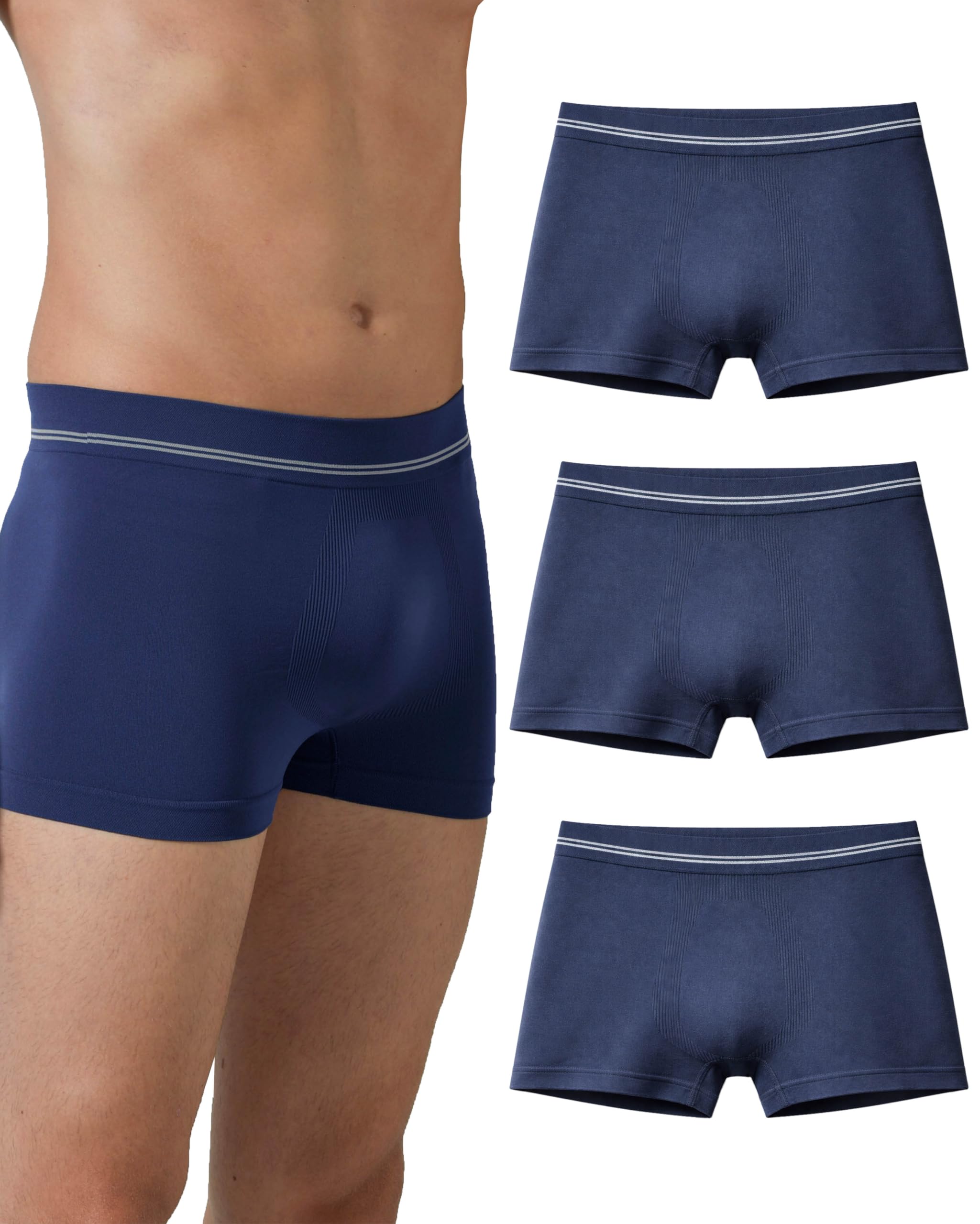 Risalti Men's Blue X 3 Boxers Microfibre 3 Pcs - Boxer Shorts More Breathable Than Cotton Boxers, Underwear Trunks, Underwear, Seamless Boxers For - Made In Italy