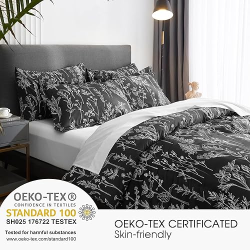 Miniatura 9 de HYPREST Juego de funda de edredón floral tamaño King, juego de funda de edredón floral azul de 3 piezas, suave, ligero y transpirable, estándar 100