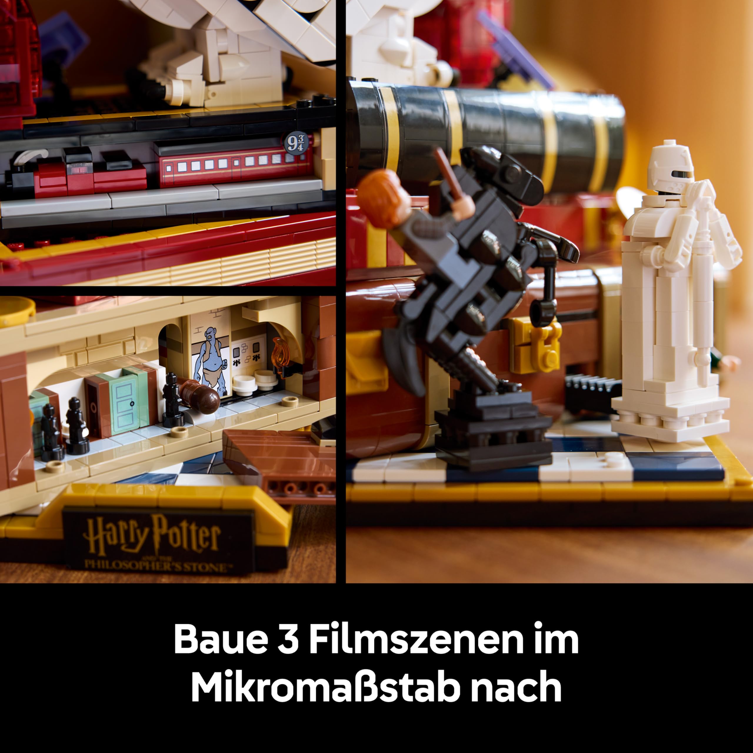 LEGO Harry Potter Stein der Weisen - Sammleredition - DIY Deko - Modellbau mit Miniatur Filmszenen - Hedwig Eulenfigur, 3 Minifiguren - Geschenk für Männer, Frauen und Fans - 76466