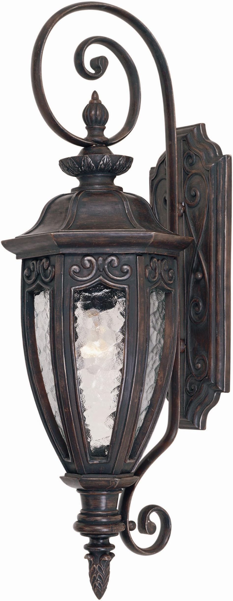 Savoy House Lighting 5-6522-52 Dehart Collection 1-Light Outdoor Wall Mount 27-Inch Lantern, Bark and Gold Finish with Hammered Glass