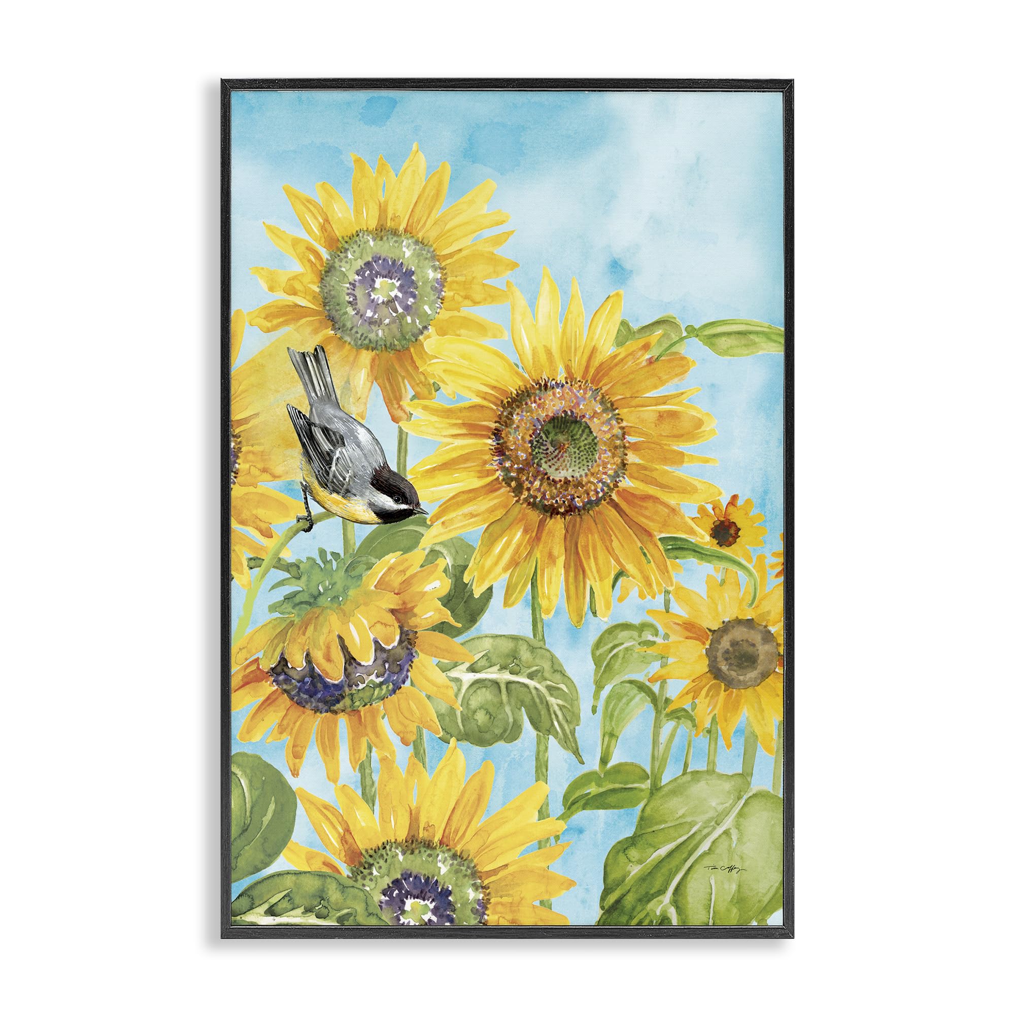 Sunflower Honey Bird Floral Charm, 20 x 30 Inch Framed Giclée Print