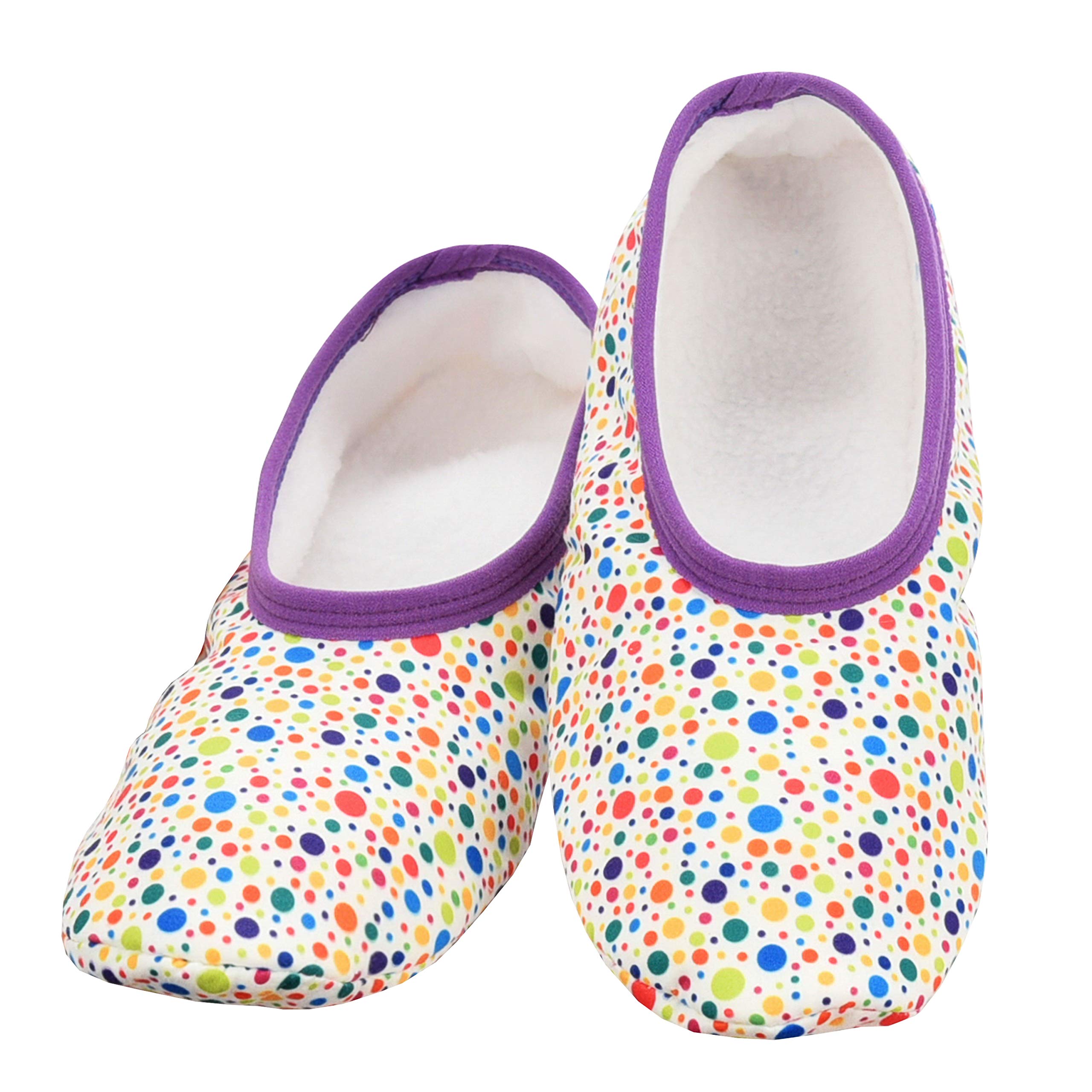 SnooziesSkinnies Slipper Socks – Cozy, Foldable Slippers for Women, Non Slip Socks for Travel & Indoors - Multi Dots