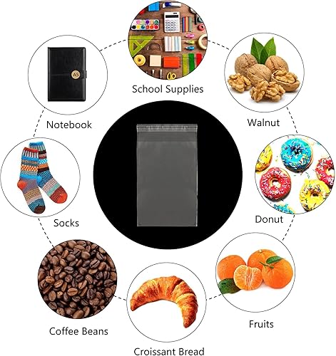 Miniatura 4 de Bolsas de celofán autoadhesivas transparentes de 6 x 9 pulgadas, 200 bolsas de polietileno de vidrio OPP de 2 mil para galletas, pan, brownie,