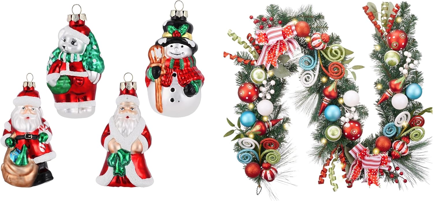 Valery Madelyn 2 Pcs Christmas Decor Value Pack Bundle for Outdoor Indoor Home Fireplace Mantel Front Door Decorations