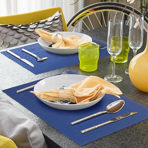 Miniatura 6 de Juego de 6 manteles individuales resistentes al calor, lavables, antideslizantes, a prueba de manchas, fáciles de limpiar, duraderos, de vinilo,
