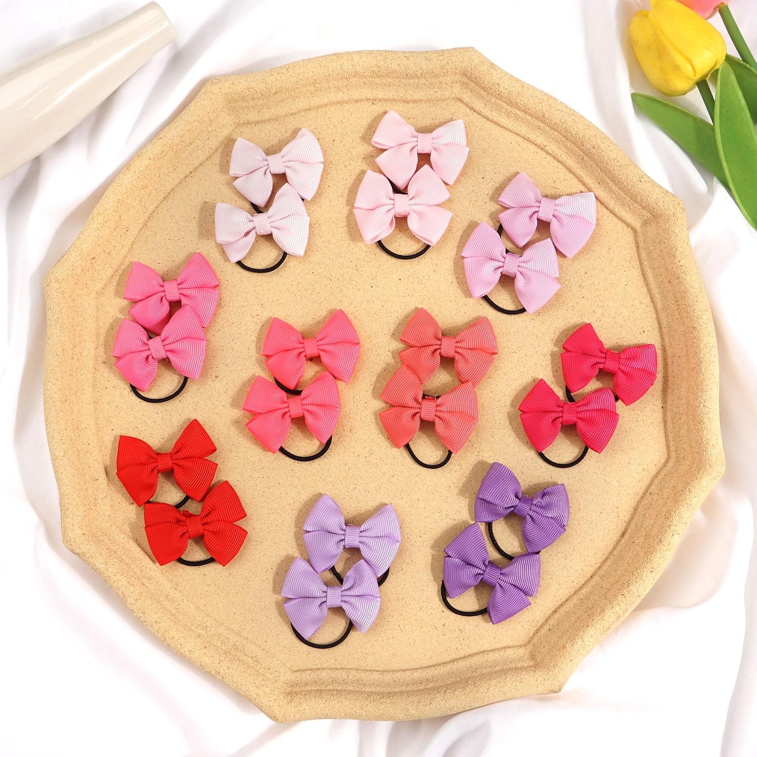 50PCS Tiny Baby Hair Ties, 2 Inch Baby Bows Rubber Bands Hair Ties, 25 Pairs Soft Elastics Ponytail Holders Hair Accessories for Infants Toddlers