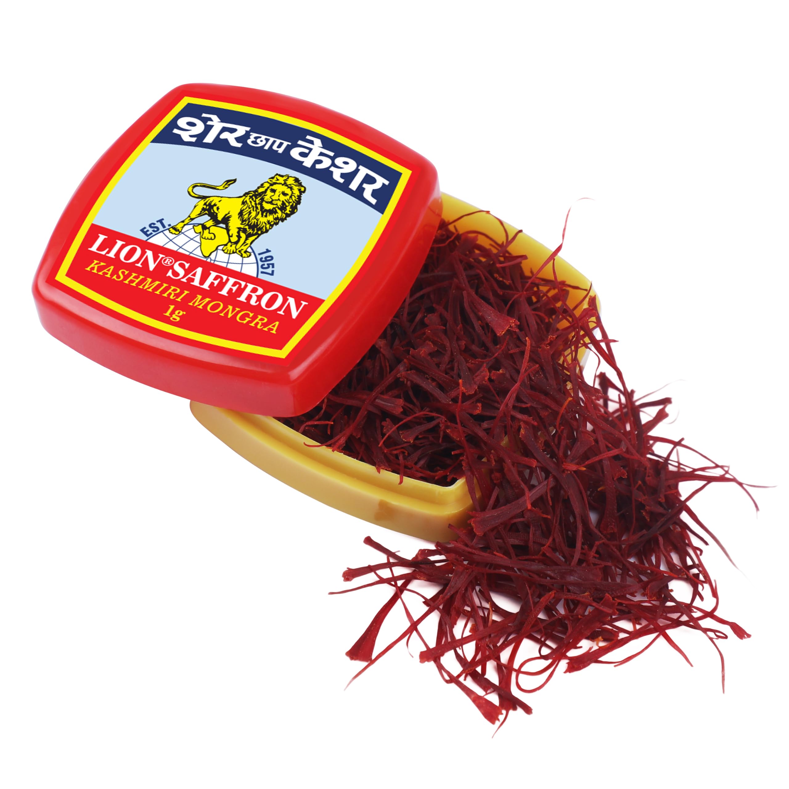 LION BRAND SAFFRON 1G, Pure Kashmiri Mongra Fresh Kesar Value Pack Grade A++ For Pregnant Women, Pooja, Biryani, Tilak, Milk And Skin (1Gram)