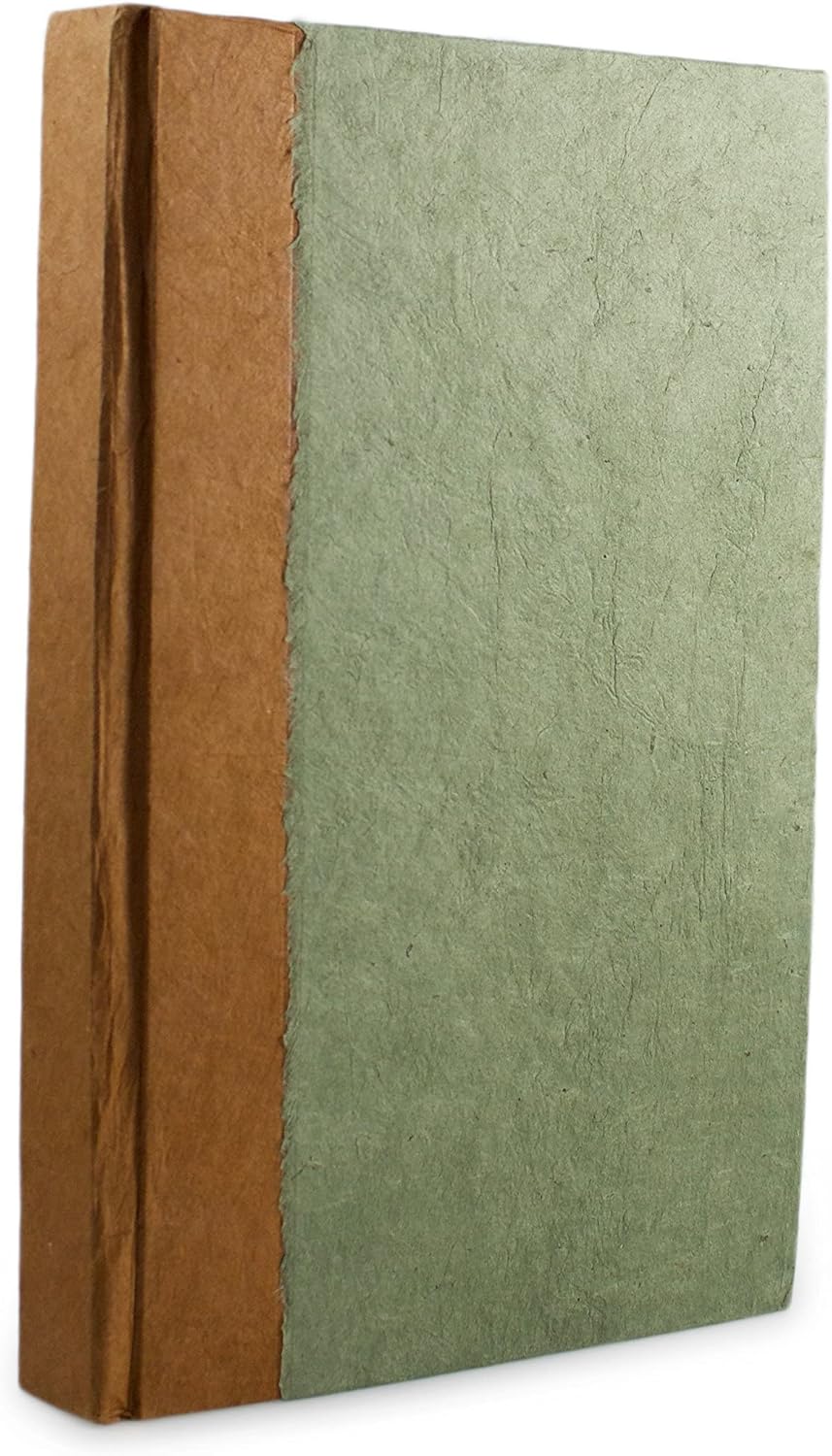 Kathmandu Valley Co. Nepali Namaste Writing & Prayer Journal with Handmade Vintage Lokta Paper & Vegetable-Dyed Hardcover, Made in the Himalayas of Nepal, 6x9 inches, Sage