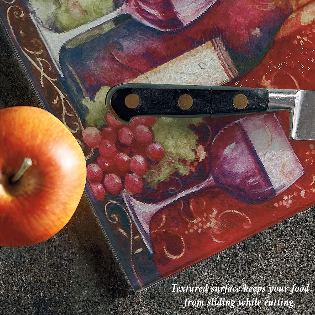 Wine Glass Personalized Cutting Board-Custom Tempered Glass Kitchen Chopping, Carving, Serving, Unique Wedding, Christmas Gifts, Shatter/Heat-Resistant, Add Name, 7-3/4x11-Inches, by Lillian Vernon