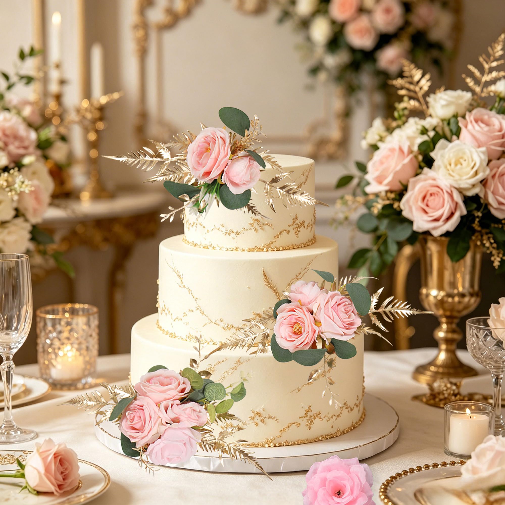 Thirty and Thirsty Wedding Flowers Cake Toppers Rose Flowers for Cake Decorating Artificial Cake Flowers for Wedding Anniversary Birthday Party Home Decor