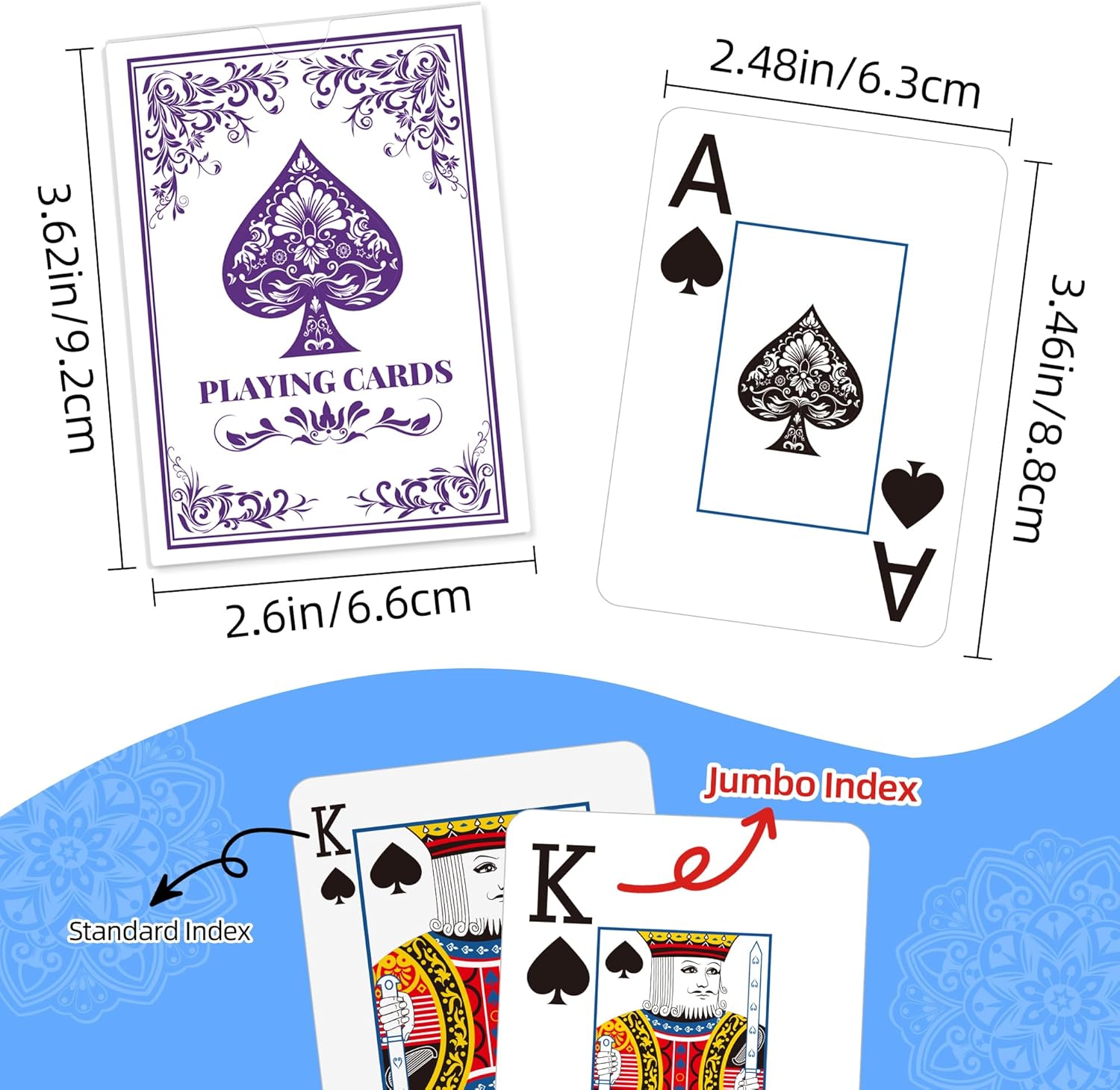 Playing Cards, Deck of Cards, Poker Cards, Jumbo Poker Size Large Print Playing Cards for Adults Seniors, Card Games for Family Game Night Table Games Magic Casino Theme Party (Green and Purple)