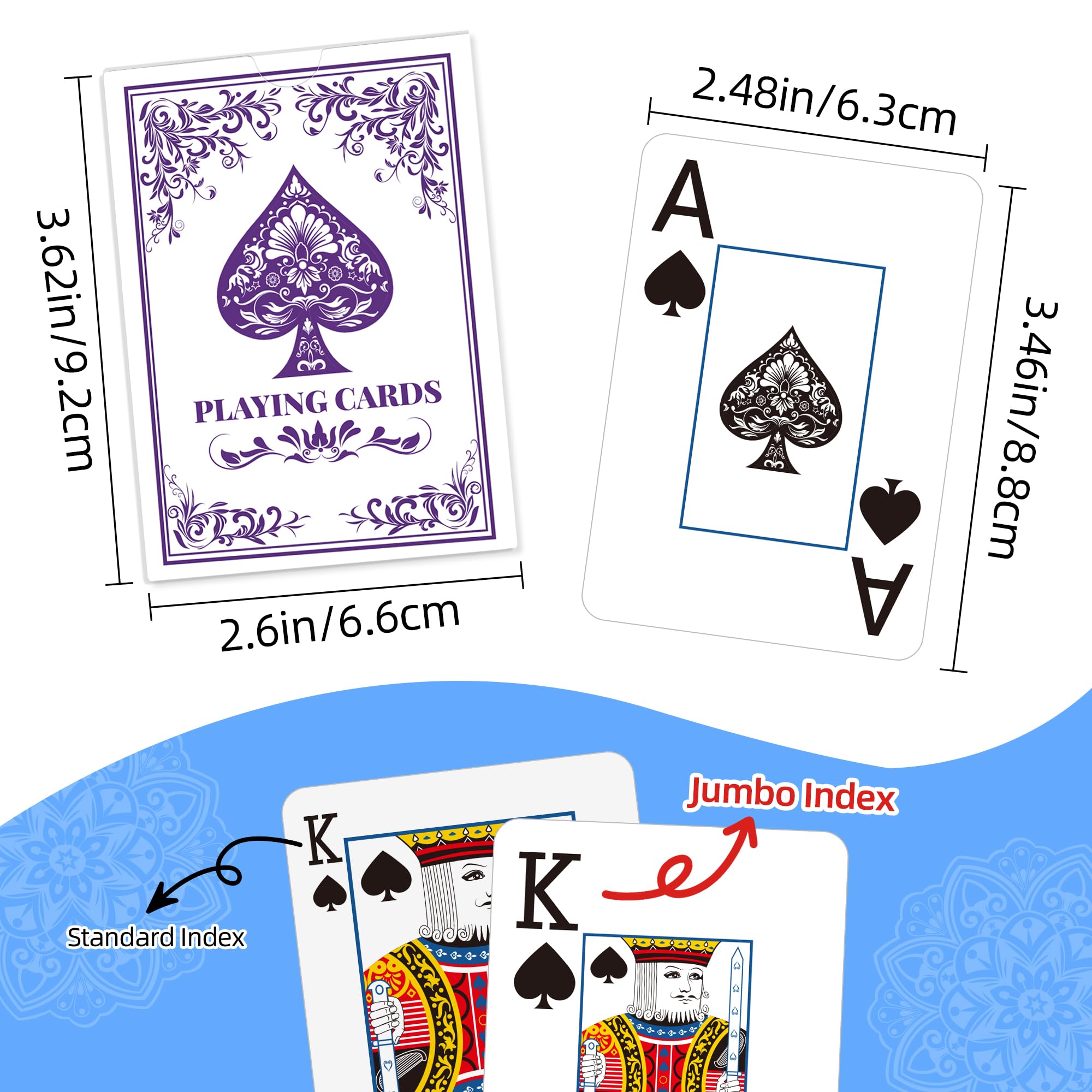 Aomaic Playing Cards 2 Deck of Cards Poker Cards Jumbo Poker Size Large Print Playing Cards for Adults Seniors Card Games for Family Game Night Table Games Magic Casino Theme Party - Image 2