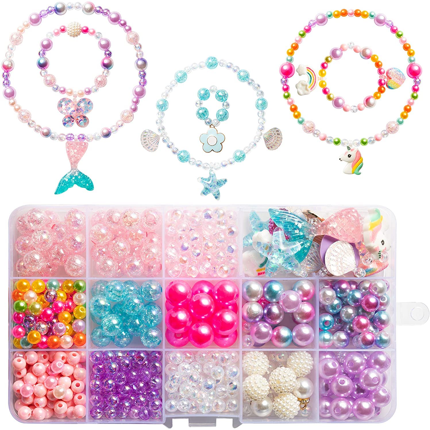 Bead Jewelry Making Kit for Kids Girls for Bracelets Rings Necklaces Creativity Beading Kits DIY Art Craft (Ocean Theme)