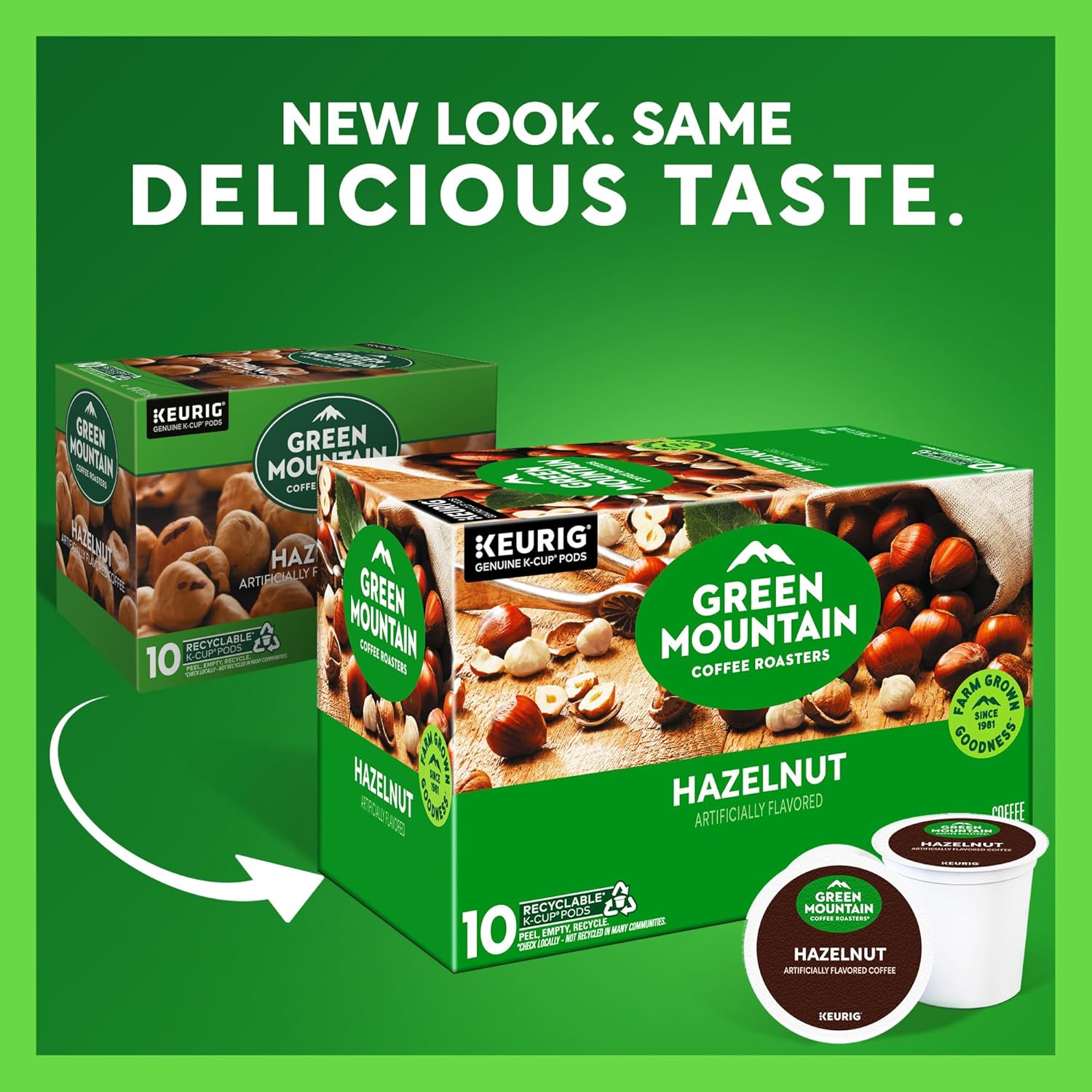 Green Mountain Coffee Roasters Hazelnut, Keurig Single Serve K-Cup Pods, Light Roast Coffee, 60 Count, (6 Packs of 10)