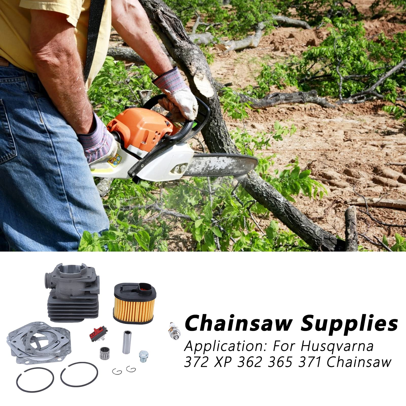 Kit cilindro pistone filtro candela di accensione per 372 XP 362 365 371 accessori da giardino in lega di alluminio per motoseghe