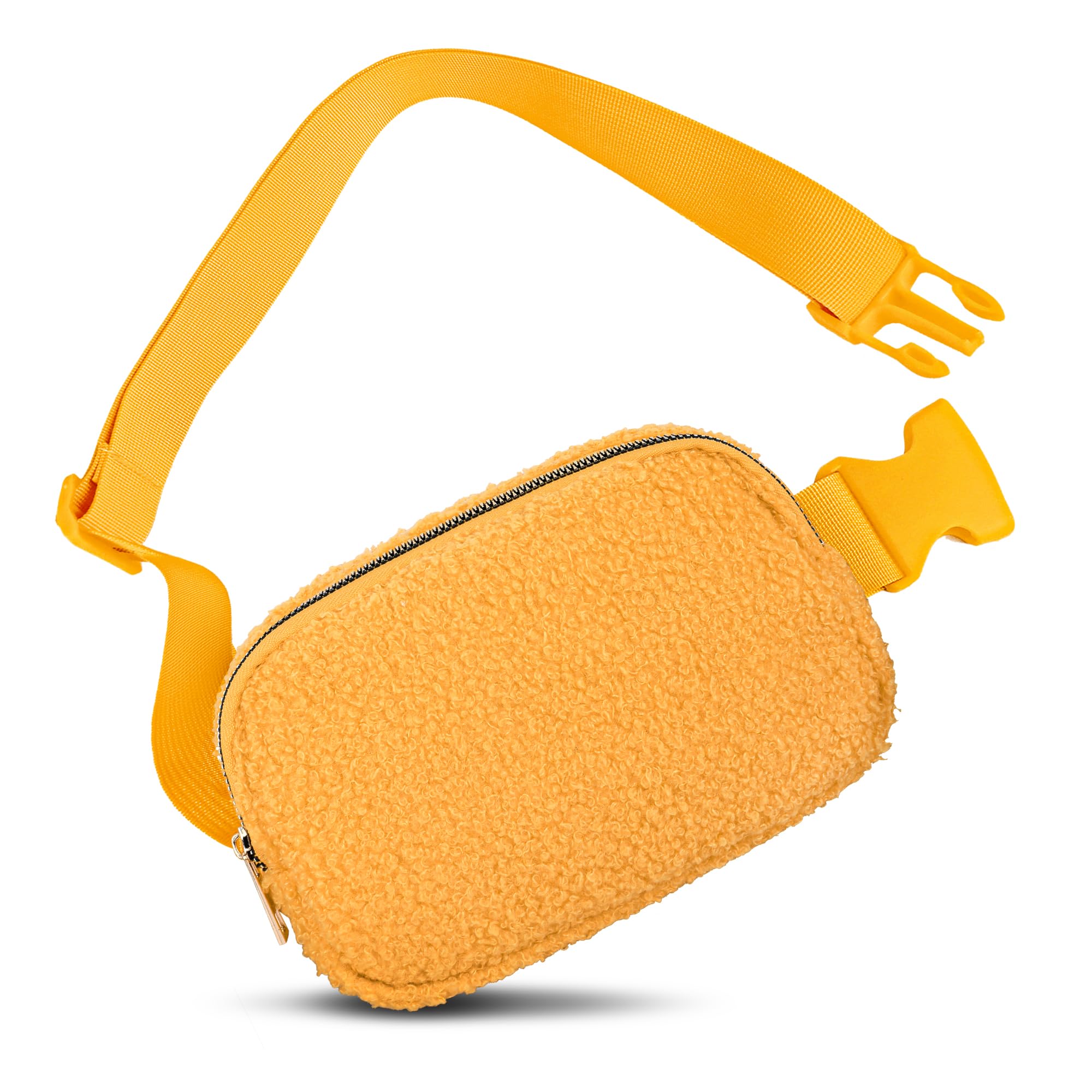 Fleece Belt Bag with Adjustable Strap for Women and Men Crossbody Fanny Bag Bum Bag Yellow