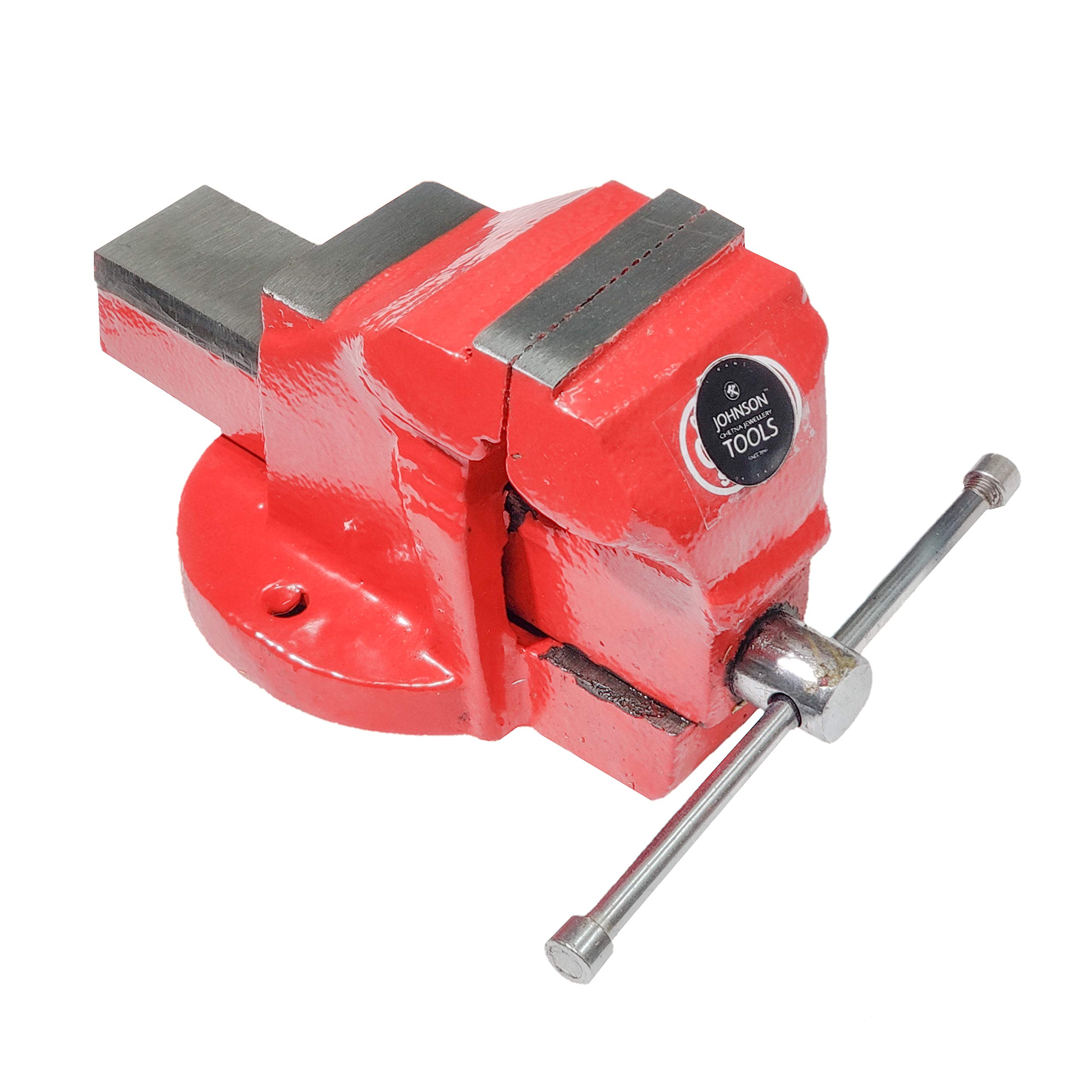 Bench Vise or Drill Vise of Heavy Structure Cast Iron Fixed Base (0 No(190mm)) Red