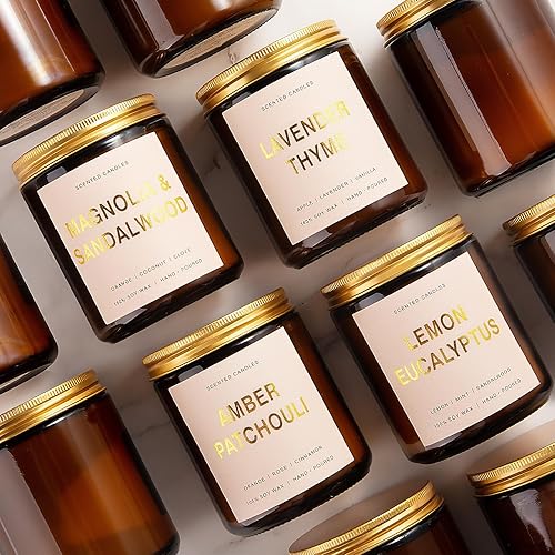 Miniatura 8 de Paquete de 4 velas aromáticas para el hogar, velas de soja de 28 onzas no tóxicas, velas perfumadas de larga duración de 240 horas, vela de