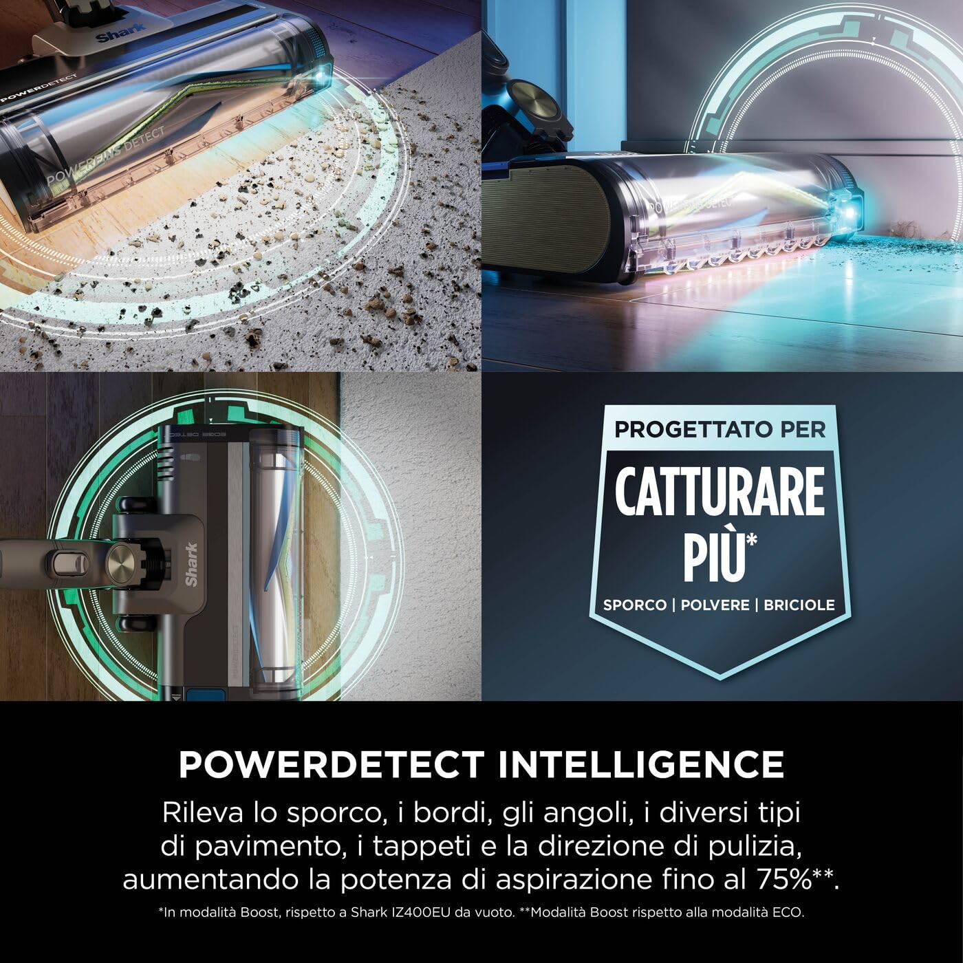 Shark PowerDetect Clean & Empty - Aspirapolvere Senza Fili con Serbatoio da 2L - Funzioni PowerFins, Reverse Clean, Anti-Hair Wrap Plus - 70 Minuti di Autonomia - Modello IP3225EUT, Colore Grigio