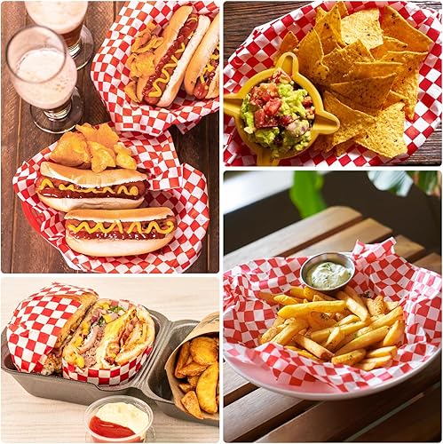 Miniatura 7 de 500 hojas de papel de delicatessen a cuadros rojos y blancos, 12 x 12 pulgadas, resistente a la grasa, papel de regalo clásico para sándwiches,