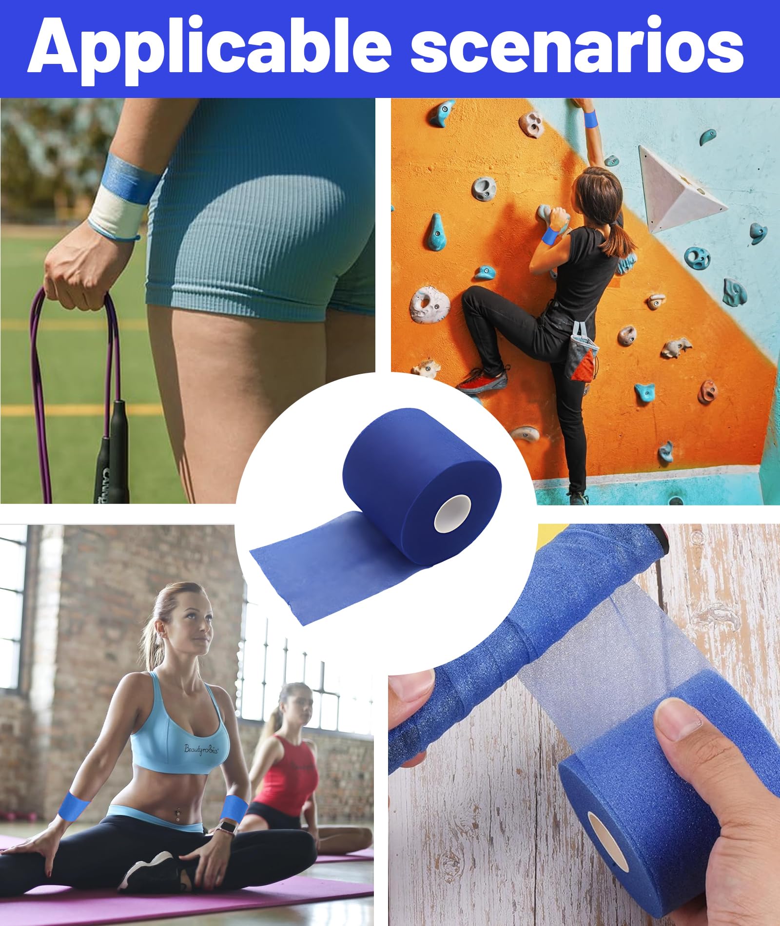 GODSDWARES Badminton Grip Tape, Cushion Wrap For Badminton Grip, Badminton Grip Roll Pre-Wrap Sports Tape 10 m × 70 mm Black (Blue) 3