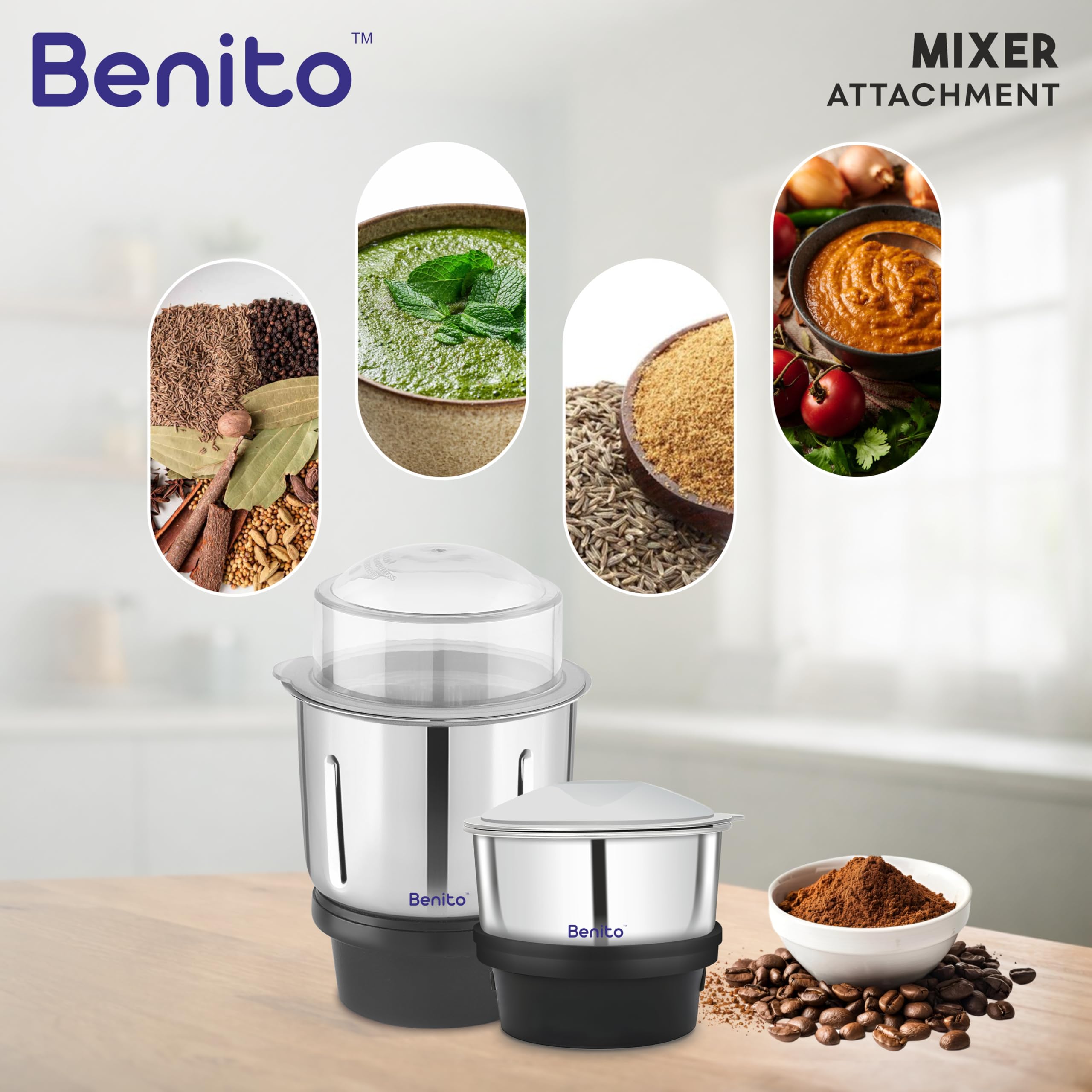Benito Chutney Jar for Mixer Grinder - 200ml & 500ml -7 Benito Chutney Jar for Mixer Grinder - 200ml & 500ml -7