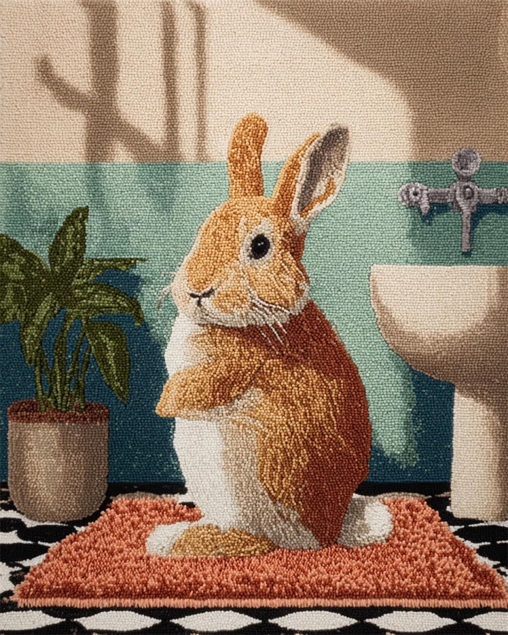 Henypt DIY Latch Hook Rug Kit Fantasy Rabbit 90x120cm