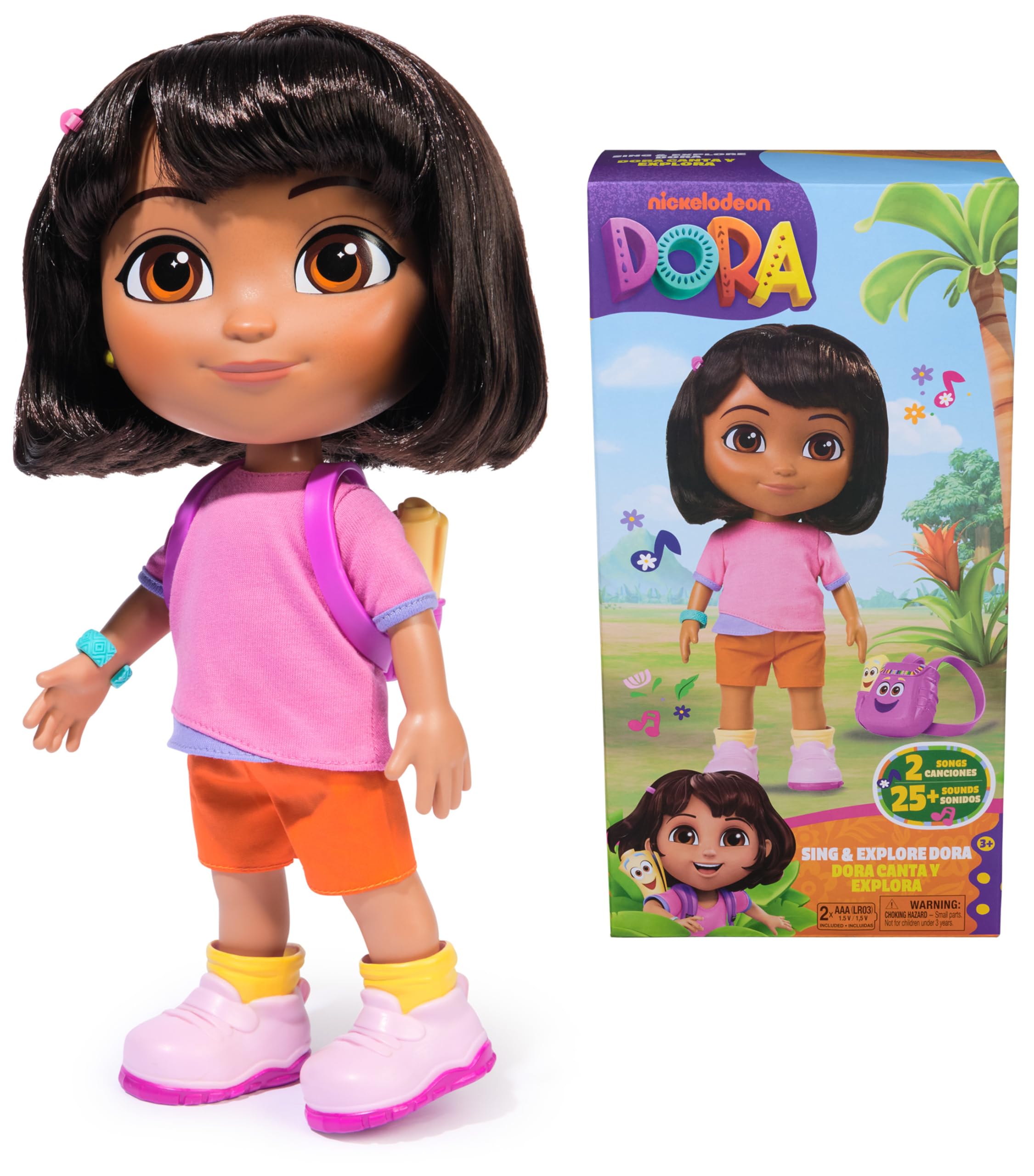 Dora, Sing & Explore Dora Doll with Music, Sound Effects, Bilingual Phrases, Doll Clothes & Accessories, Kids Toys for Girls & Boys Ages 3 and Up