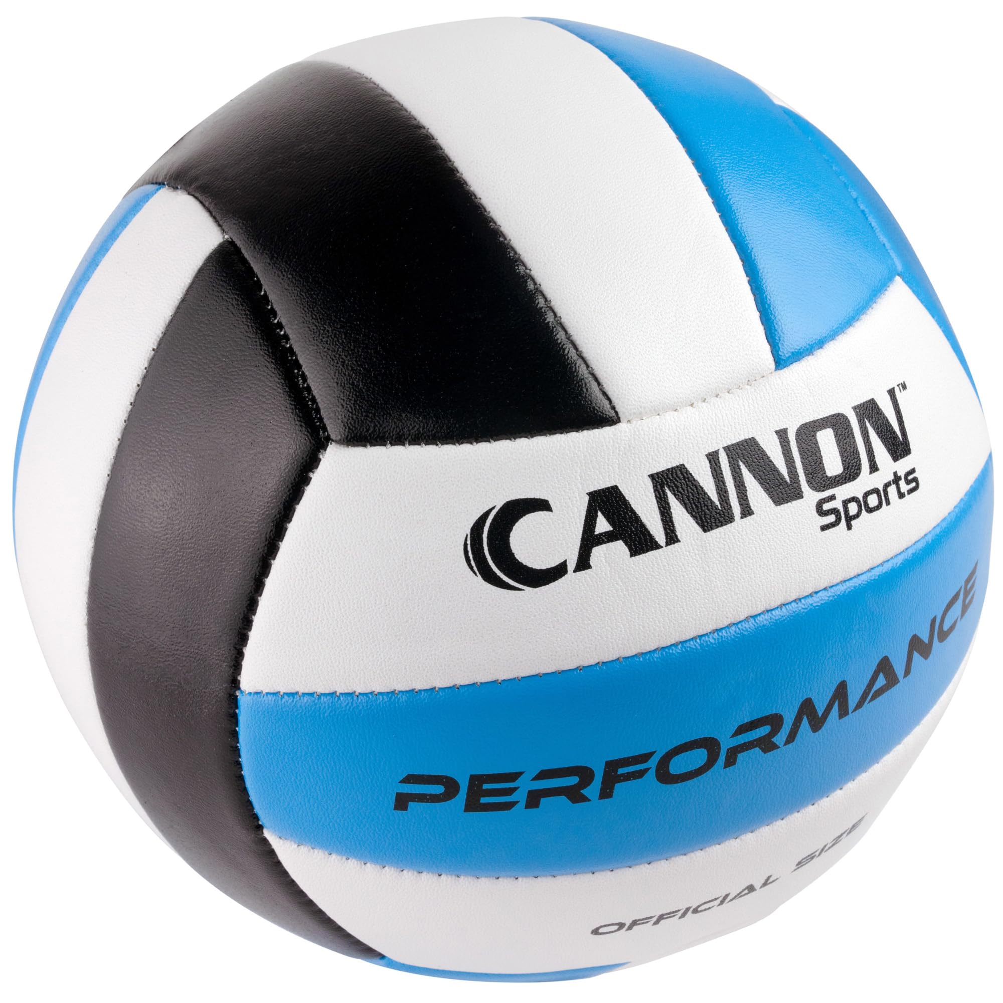 Cannon Sports Official Size Volleyball - Waterproof Soft PU Cover for Indoor Outdoor Volleyball – Perfect for Team Games, Training, Recreational, Beach Play - Pump Included (Black/White/Royal Blue)