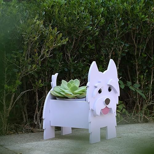 Miniatura 8 de Fitcho Westie - Maceta para perro, bonita maceta para decoración de jardín, regalos Westie para amantes de los perros, mujeres, soporte para plantas