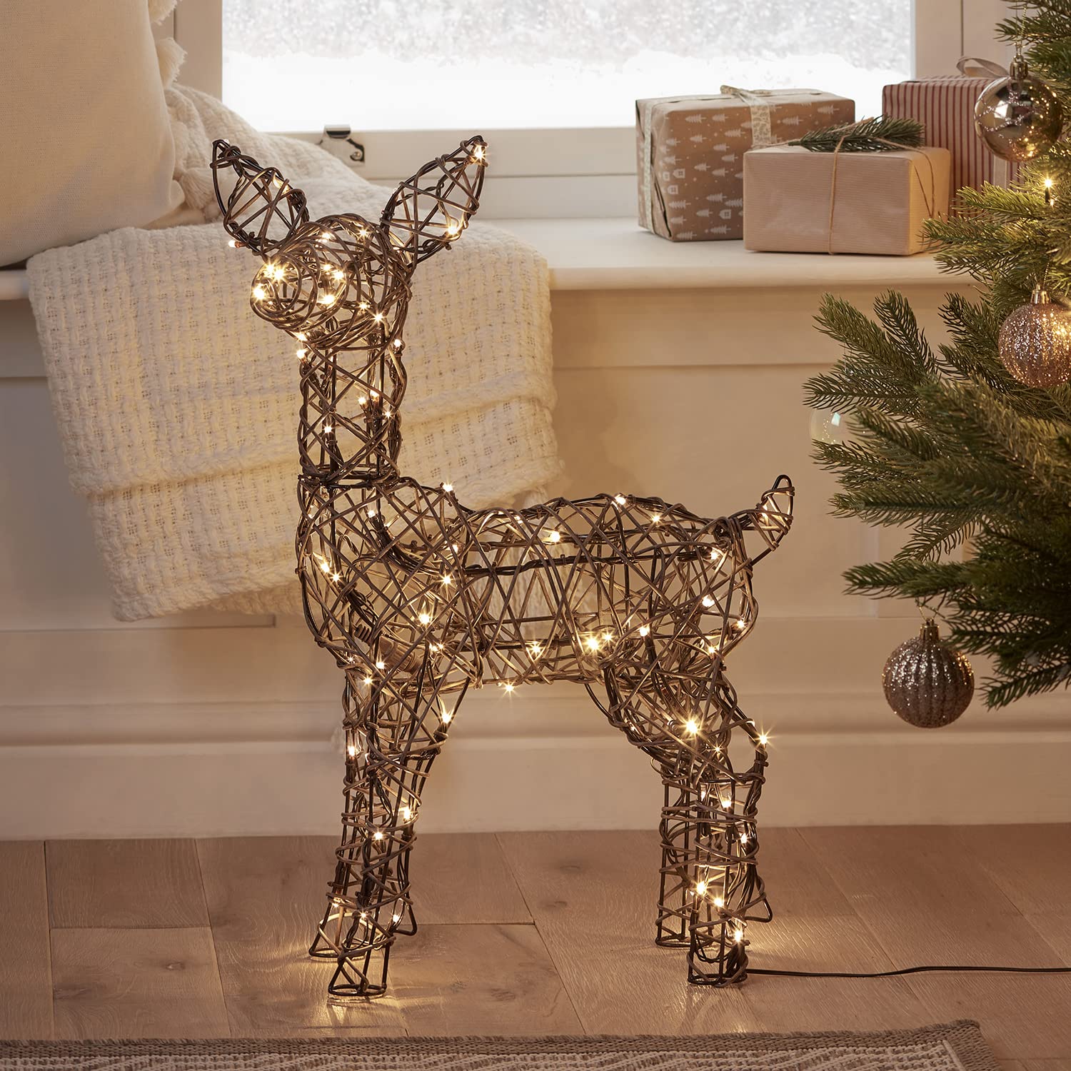 Lights4fun Arkendale Dual LED rendierfiguur met timer, werkt op stroom, kerstdecoratie, voor buiten en binnen, 180 cm